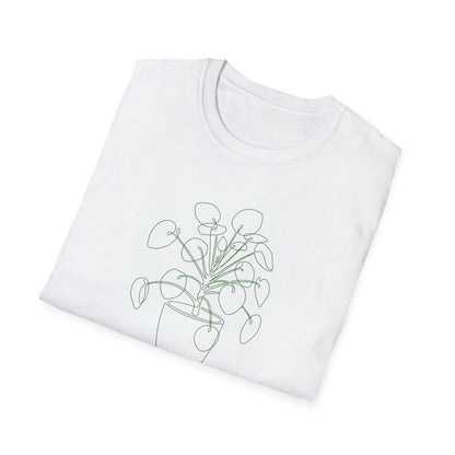 Chinese Money Plant Botanical T-Shirt White