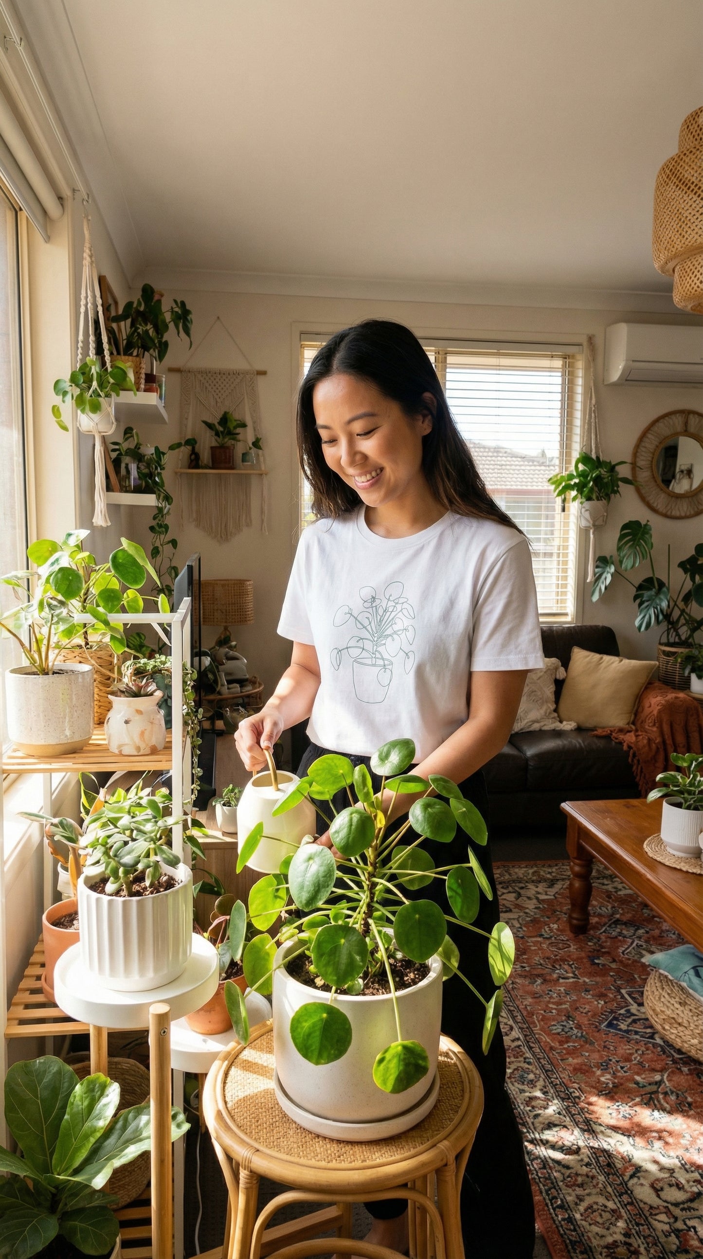 Chinese Money Plant Botanical T-Shirt White