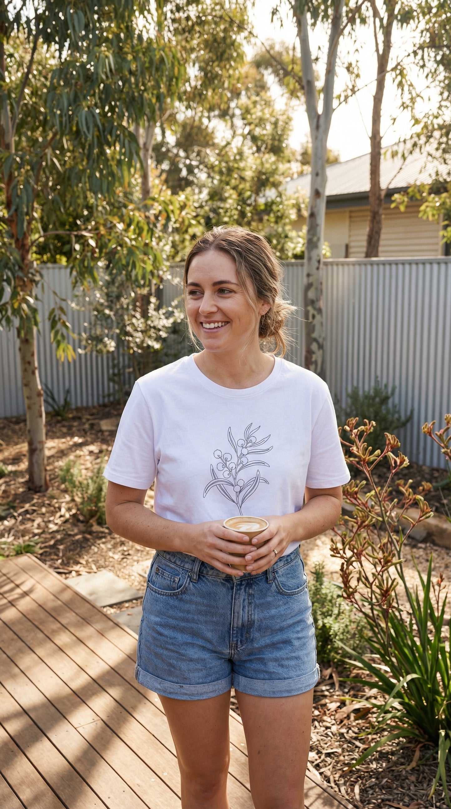 Golden Wattle Australian Native T-Shirt White